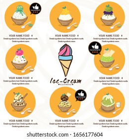 menu template Ice cream dessert restaurant brand design graphic object.