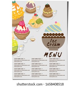 menu template Ice cream dessert restaurant brand design graphic object.