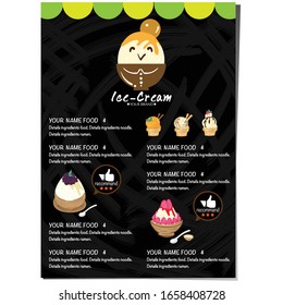 menu template Ice cream dessert restaurant brand design graphic object.