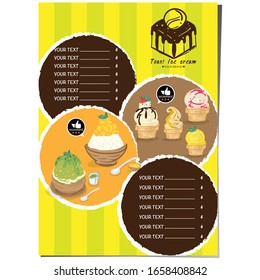 menu template Ice cream dessert restaurant brand design graphic object.