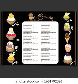 menu template Ice cream dessert restaurant brand design 