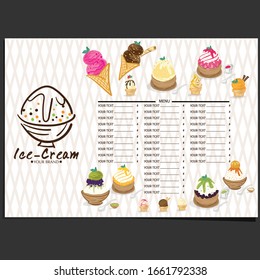 plantilla de menú Diseño de la marca del restaurante helado 