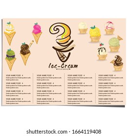 menu template Ice cream dessert restaurant brand design 