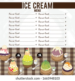 Menüvorlage Eiscreme Nachtisch Restaurant Markendesign 