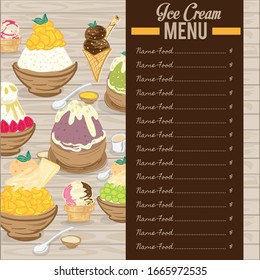 menu template Ice cream dessert restaurant brand design 