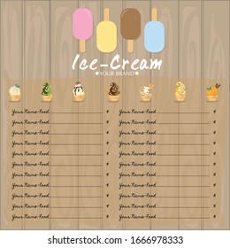 menu template Ice cream dessert restaurant brand design 