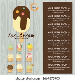 Menu template Ice cream dessert. restaurant brand design.