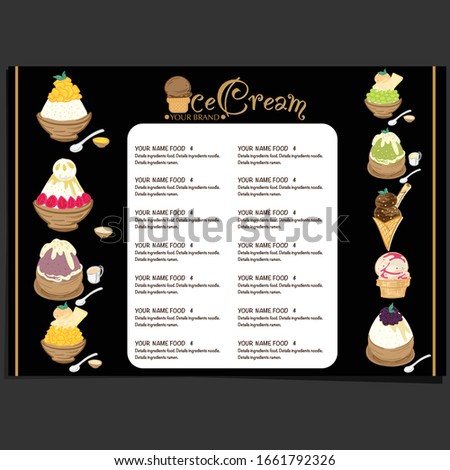 menu template Ice cream dessert restaurant brand design 