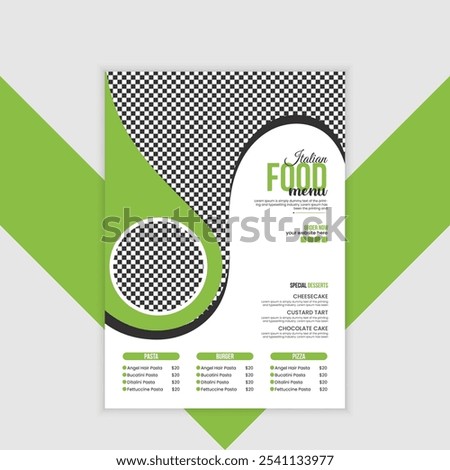 Menu template for restaurant and cafe. Minimalist restaurant menu booklet design. Brochure, flyer design.