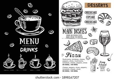 Menu template for restaurant. Vector illustration.