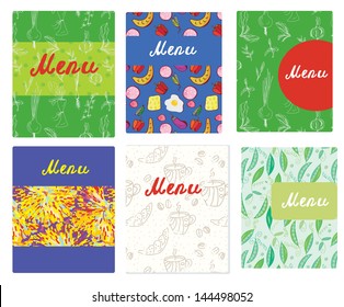 Menu templates funny design for cafe and vegetarian restaurants