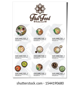 menu thai food design template graphic 