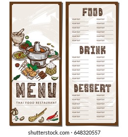 menu thai food restaurant template design hand drawing graphic.