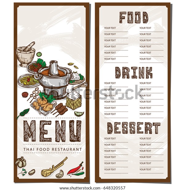 Menu Thai Food Restaurant Template Design Stock Vector (Royalty Free ...