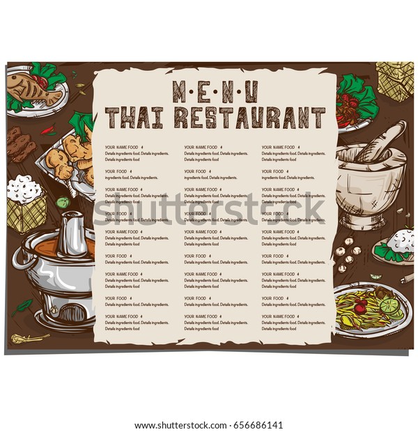 Menu Thai Food Restaurant Template Design Stock Vector (Royalty Free ...