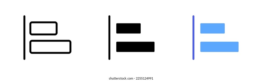 Menu Tiles set icon. Arrows, align, shape, tiles, sliders, list, checkmarks, charts, circles, Data analysis. Diagram concept. Vector icon in line, black and colorful style on white background