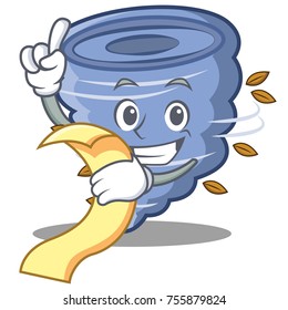 With menu tornado character cartoon style