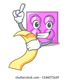 With menu toy brick mascot cartoon