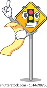 With menu traffic light ahead in shape mascot