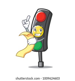 With menu traffic light character cartoon
