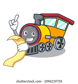 With menu train mascot cartoon style