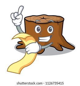 With menu tree stump mascot cartoon