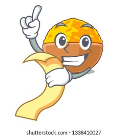 With menu turmeric powder in the character shape