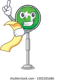 With menu turn left character shaped with mascot