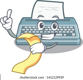 With menu typewriter in the a cartoon shape