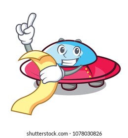 With menu ufo mascot cartoon style