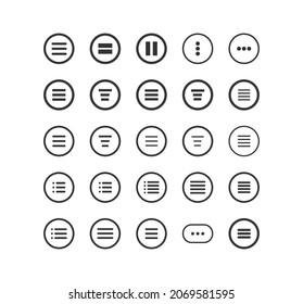 Menu UI Design Element icon set. Hamburger button,
Ui menu and hamburger buttons