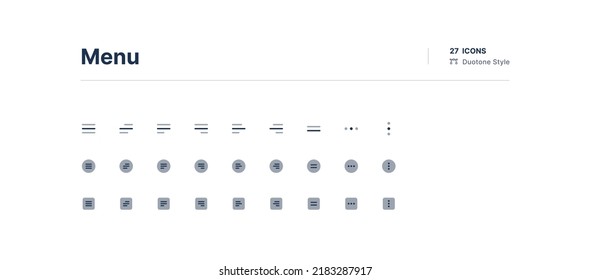 Menu UI Icons Pack Duotone Style