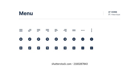 Menu UI Icons Pack Filled Style