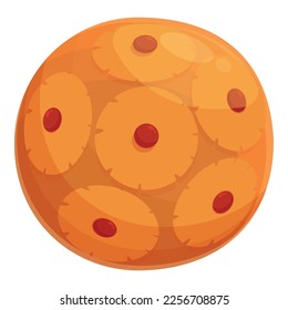 Menu upside-down cake icon cartoon vector. Cooking tart. Restaurant tasty