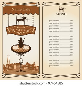 Menu for Urban Tea restaurant with cat