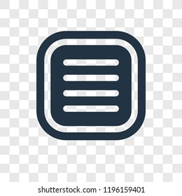 Menu vector icon isolated on transparent background, Menu transparency logo concept