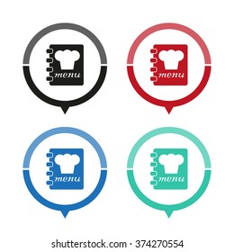 menu - vector icon; map pointer;  message bubble