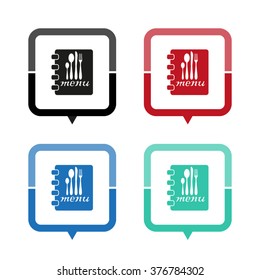 menu - vector icon; map pointer;  message bubble