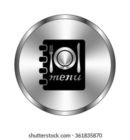menu - vector icon;  metal button