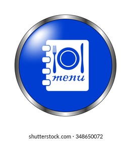 menu - vector icon on the blue button