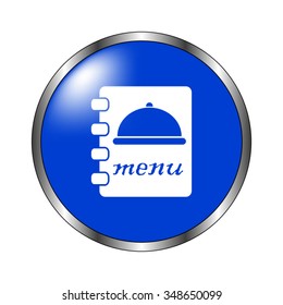 menu - vector icon on the blue button