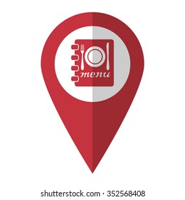 menu - vector icon; red map  pointer
