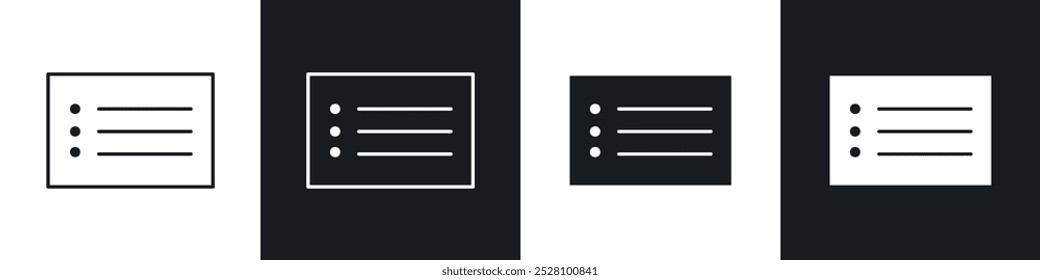 Menu vector icon set in black and white