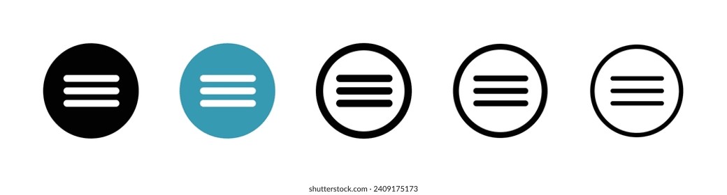 Menu vector icon set. Navigation toggle vector symbol for UI design.