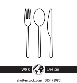 menu vector line icon, table setting, fork, spoon, knife