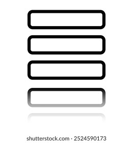 Menu vector simple icon. Flat design. Black icon with mirror reflection. White background.ai