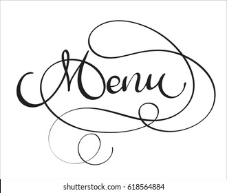Menu vector word on white background. Hand drawn vintage Calligraphy lettering illustration EPS10
