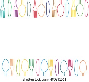 Menu vector.Stylish restaurant menu card design.Cutlery graphic design.Fork, spoon and knife illustration.Dining color plate.