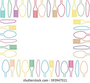 Menu vector.Stylish restaurant menu card design.Cutlery graphic design.Fork, spoon and knife illustration.Dining color plate.