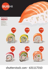 Menu vertical for sushi restaurants
